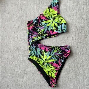 Beach Riot Celine Swimsuit NWT  Neon Palm Leaf Print